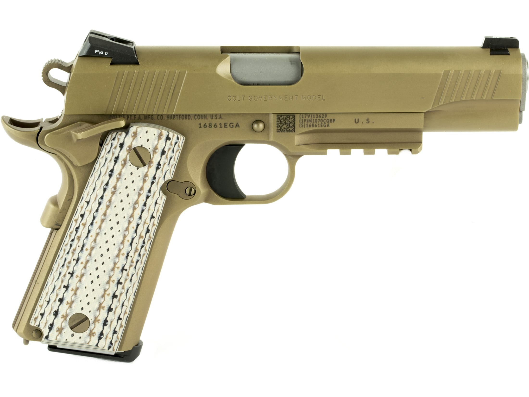 Colt M45A1 Marine 45 ACP Pistol 5 Barrel 7+1 Round Brown Slide White