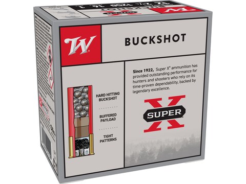 Winchester Super X Ammunition 12 Gauge 2-3/4" Buffered #1 Buckshot 16 Pellets Box of 25