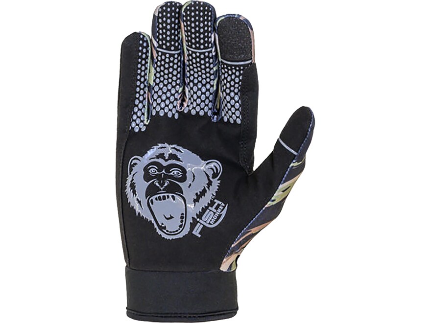 Fish Monkey Men's Free Style Custom Fit Fishing Gloves Gray Water Camo