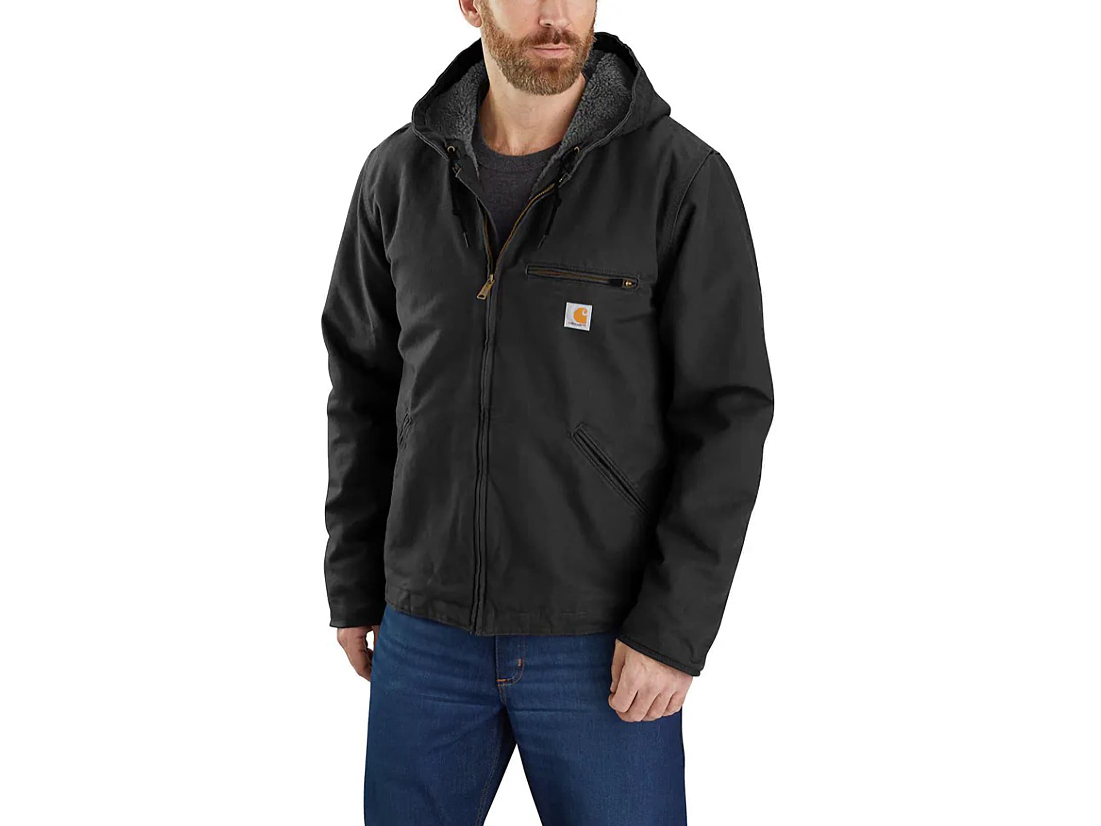 Carhartt Men's Relaxed Fit Washed Duck Sherpa Lined Jacket Black XL