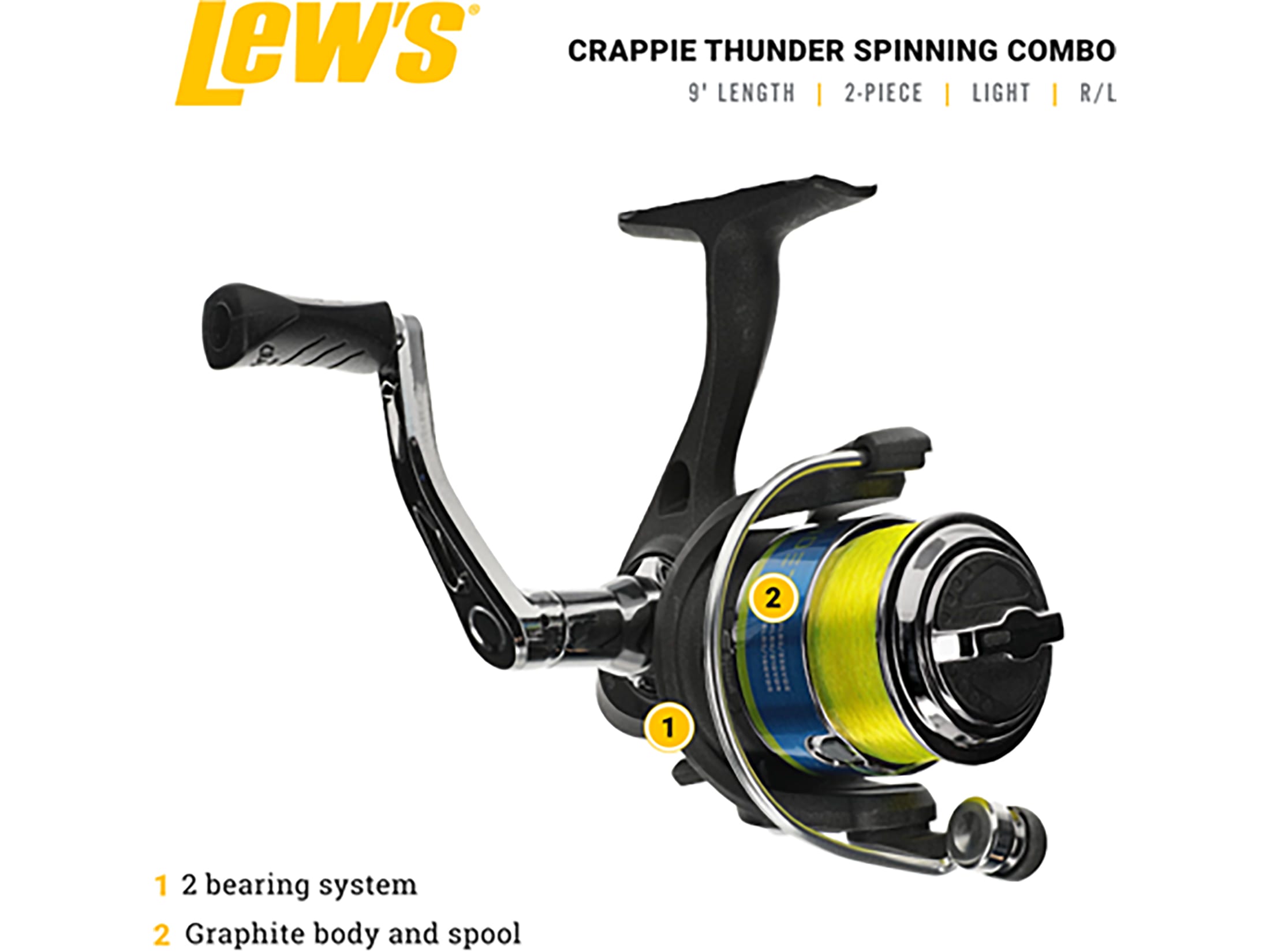 Lew's Crappie Thunder 75 5.0:1 12' 2pc Light Jig Troll Combo