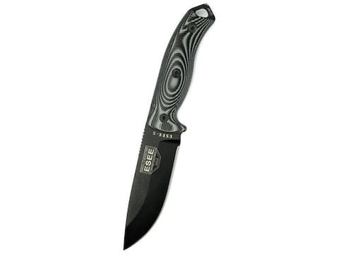 ESEE Knives ESEE-5 3D Fixed Blade Knife 5.25" Drop Point 1095 Black Blade G-10 Handle Black/Gray