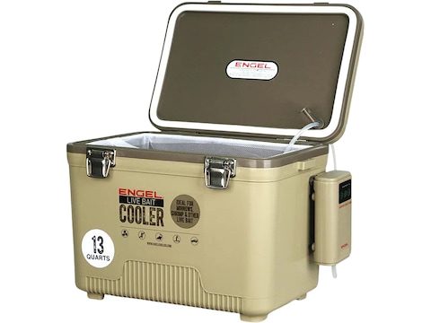 Engel 13 Quart Live Bait Pro Cooler Tan with AP3 Rechargeable Aerator