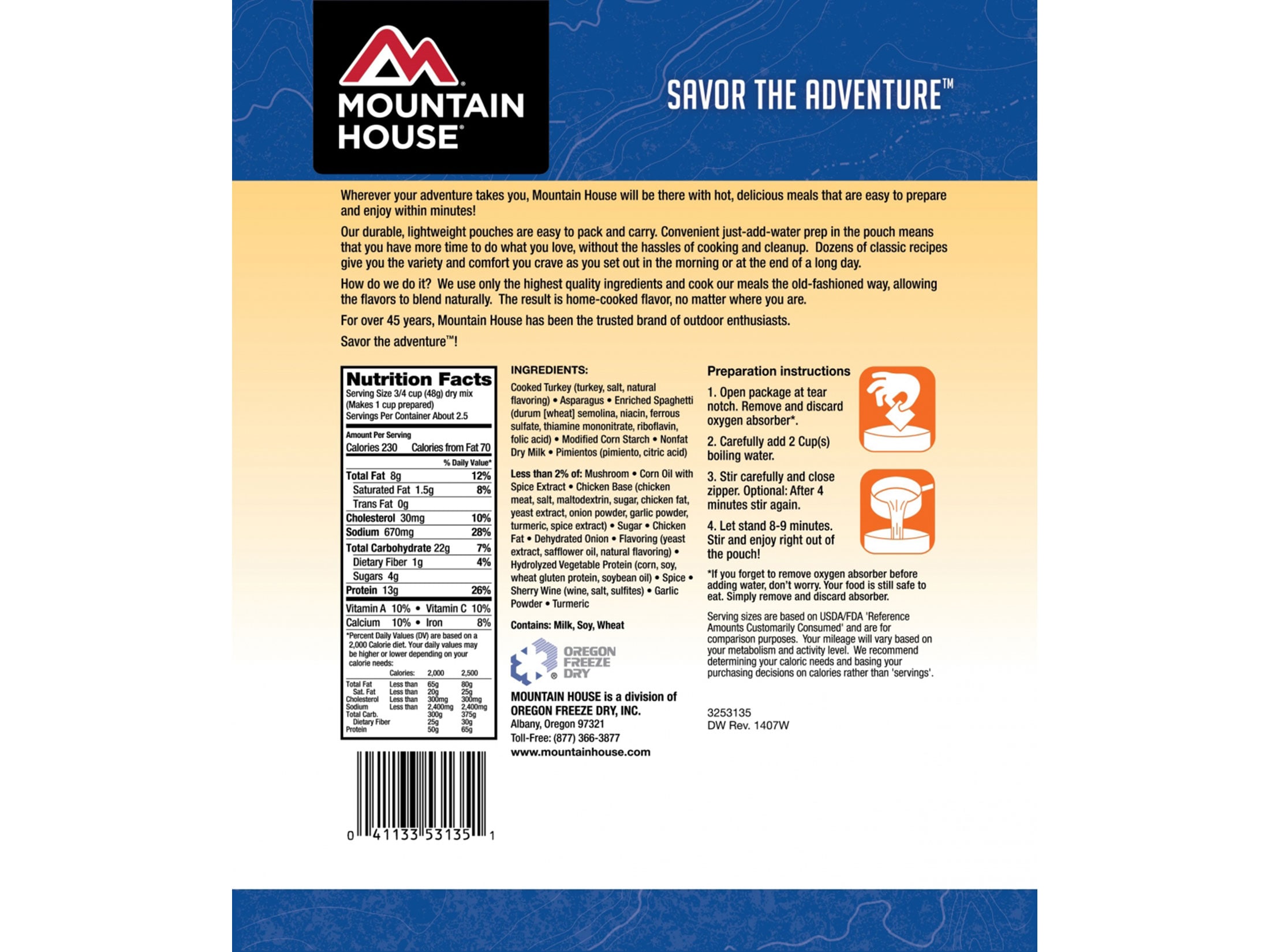 Mountain House Turkey Tetrazzini 