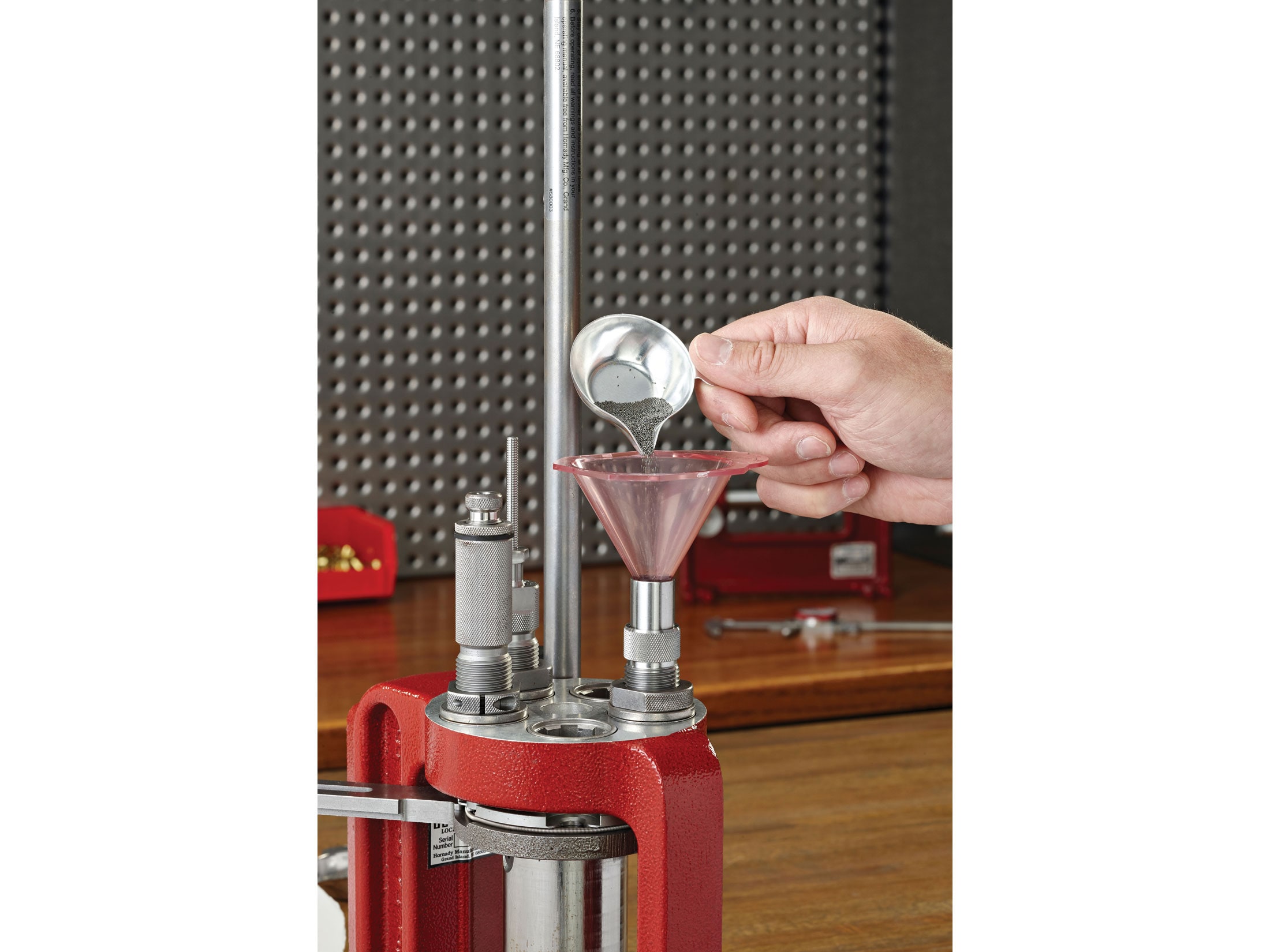 Powder Funnel and Component Separator for the Hornady LNL AP Powder Dispenser 
