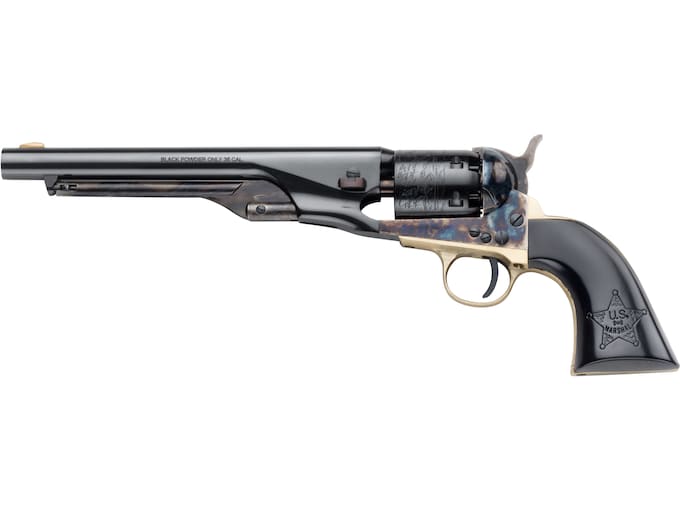 Traditions US Marshall Black Powder Revolver 36 Caliber 8" Blued Barrel Blued Frame PVC Grips Black