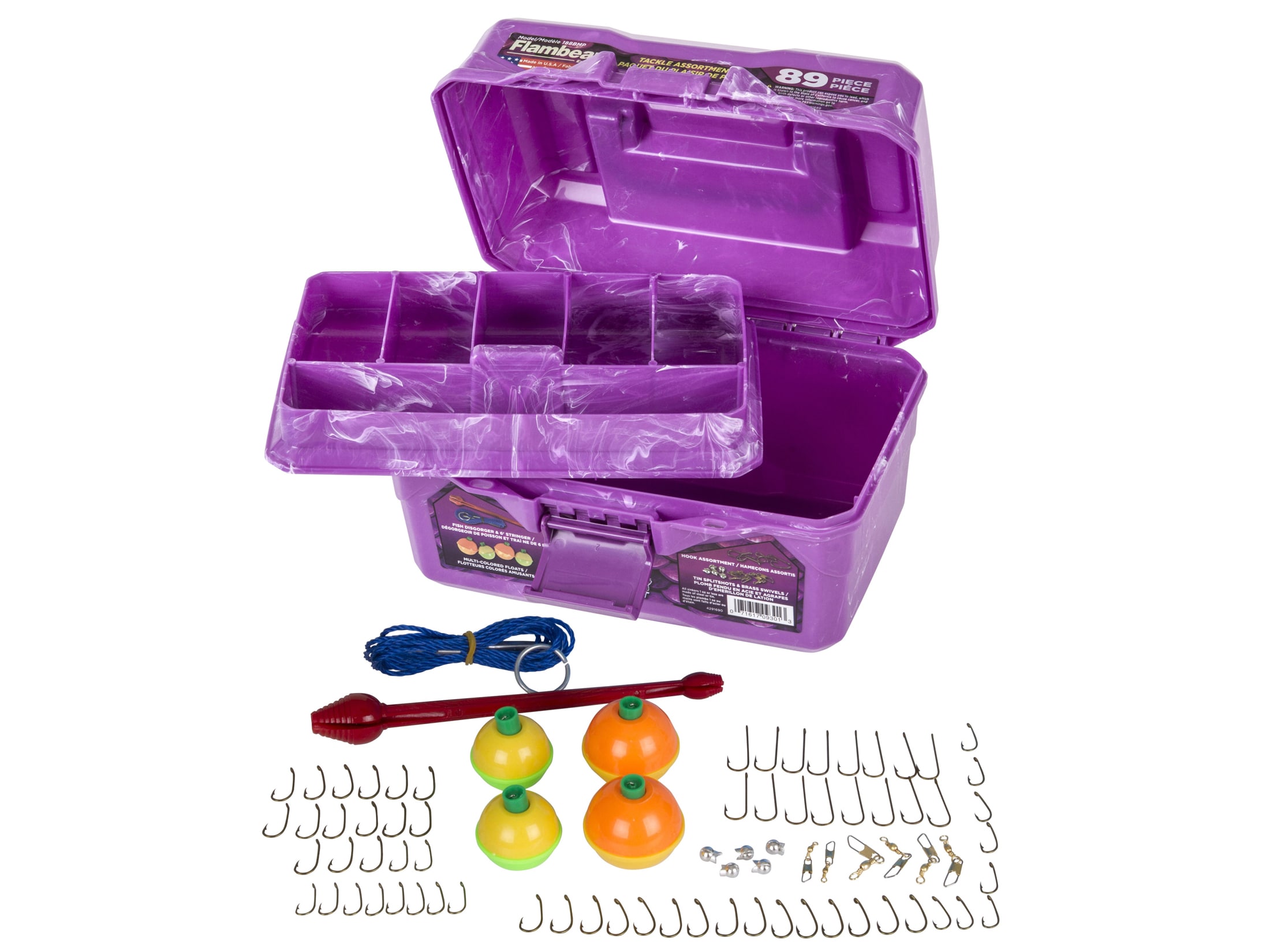 Flambeau Big Mouth 89-Piece Kids Tackle Box Kit Purple Swirl