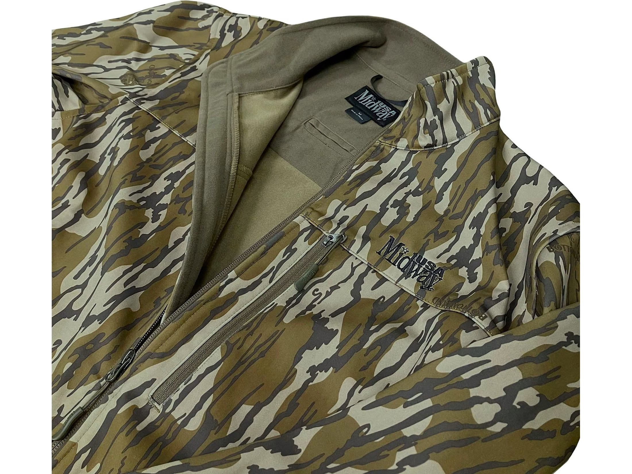 MidwayUSA Men's Stealth Softshell Jacket Mossy Oak Original Bottomland
