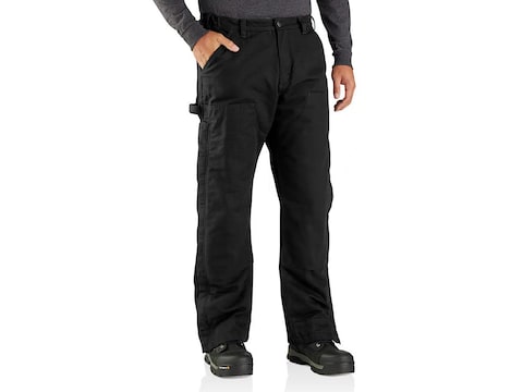 Carhartt Men's Loose Fit Washed Duck Insulated Pants, Black