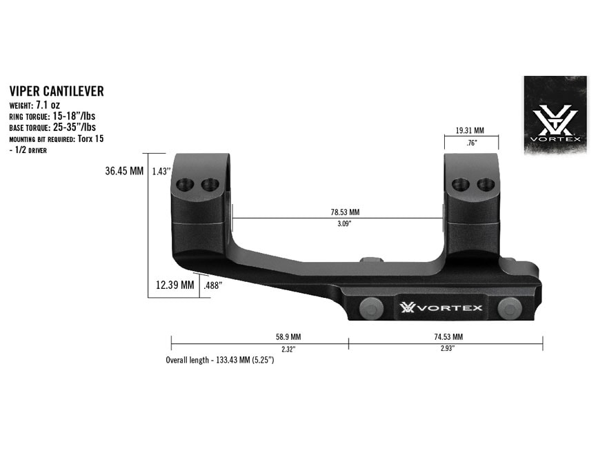 Vortex Optics deals Pro Extended Viper Cantilever Riflescopes Mounts cvp-30