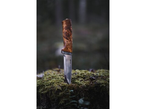  HELLE Knives - Steinbit - Fillet Knife for Fishing - Fixed  Blade - Curly Birch Wood Handle - Sandvik 12C27 Stainless Steel - Leather  Sheath - Scandinavian Style Fillet Knife 