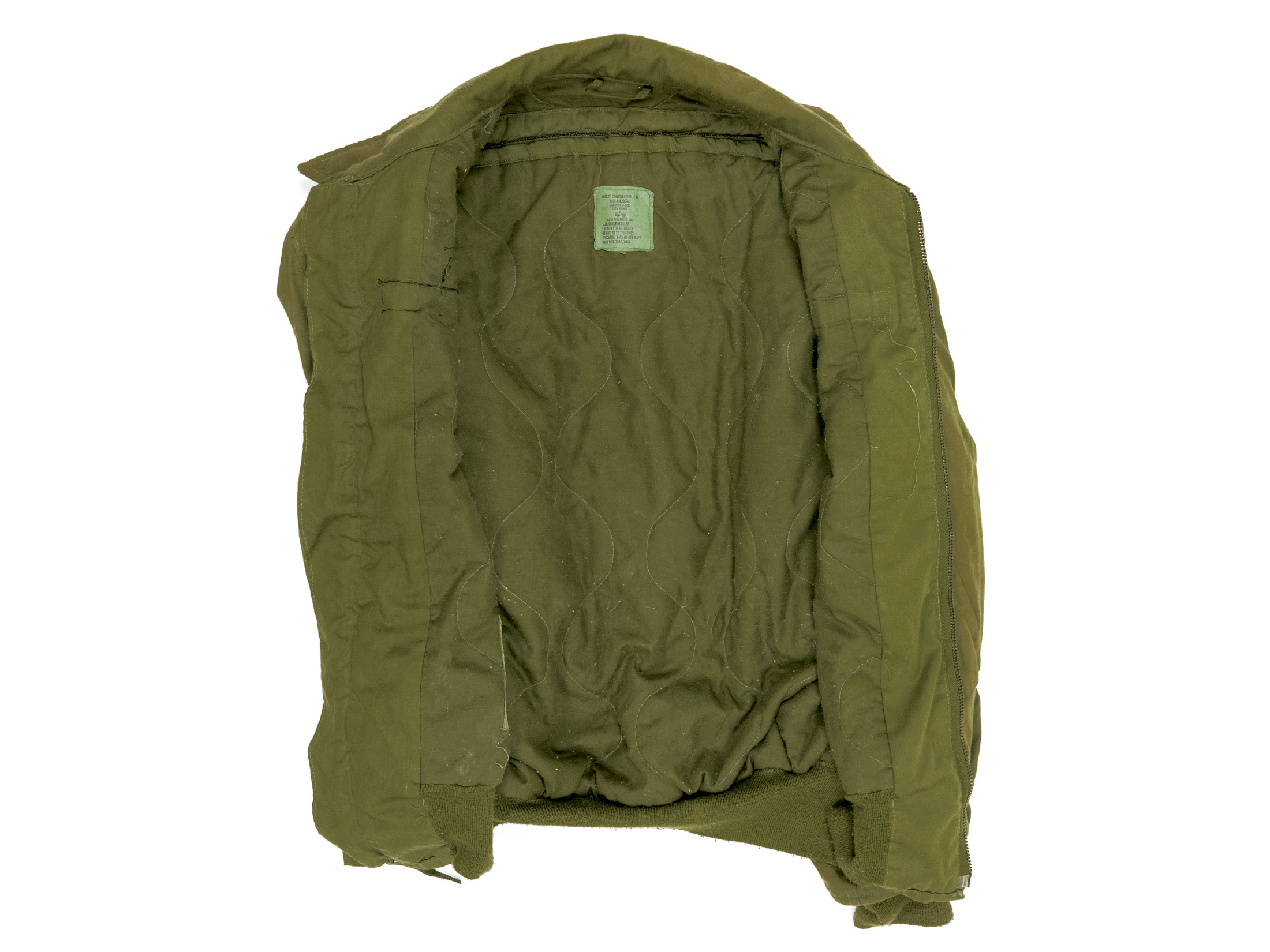 Military Surplus CVC Cold Weather Jacket Grade 2 Olive Drab Large