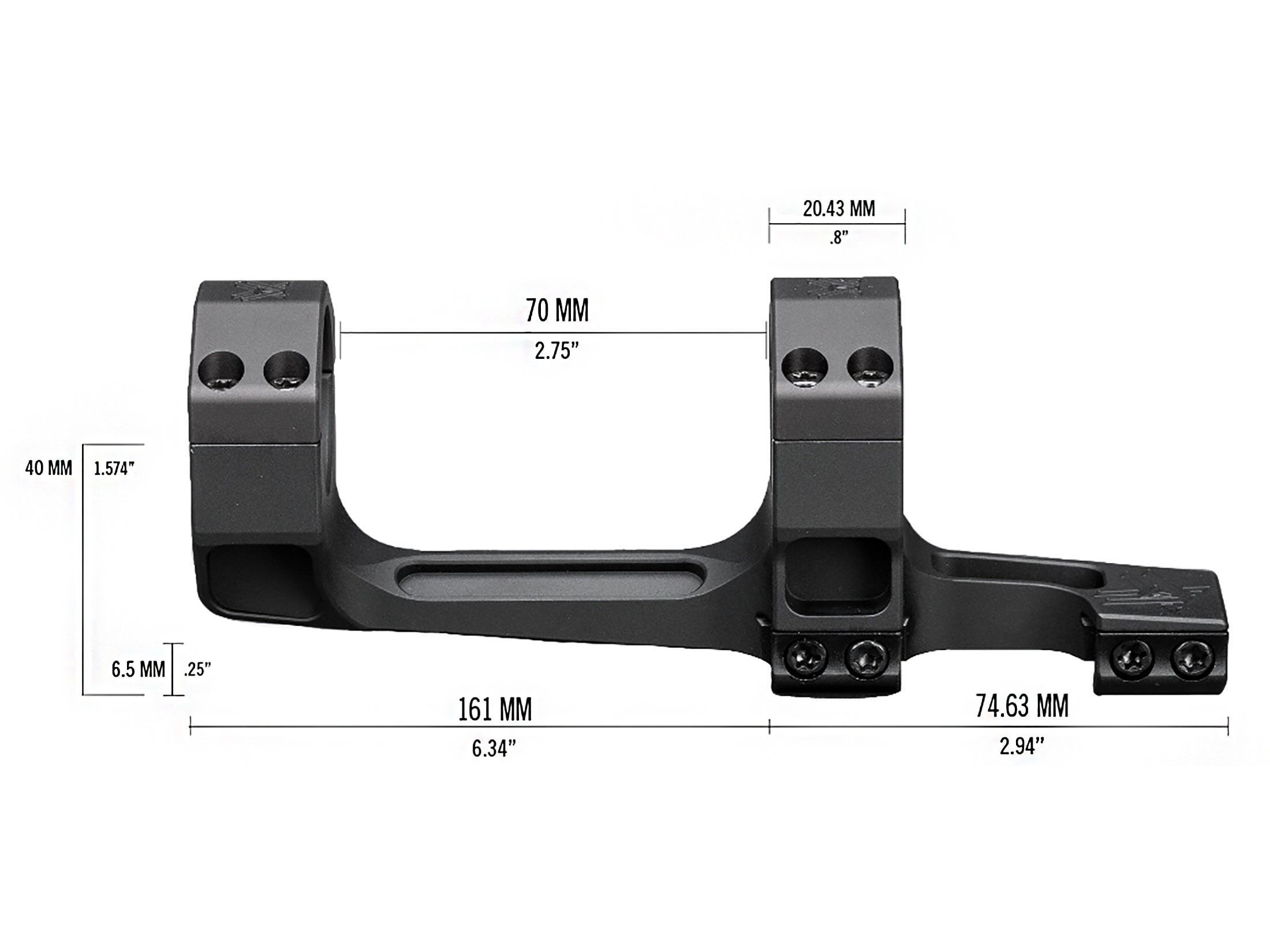 Vortex Optics Precision 1-Piece Extended Cantilever Picatinny Scope