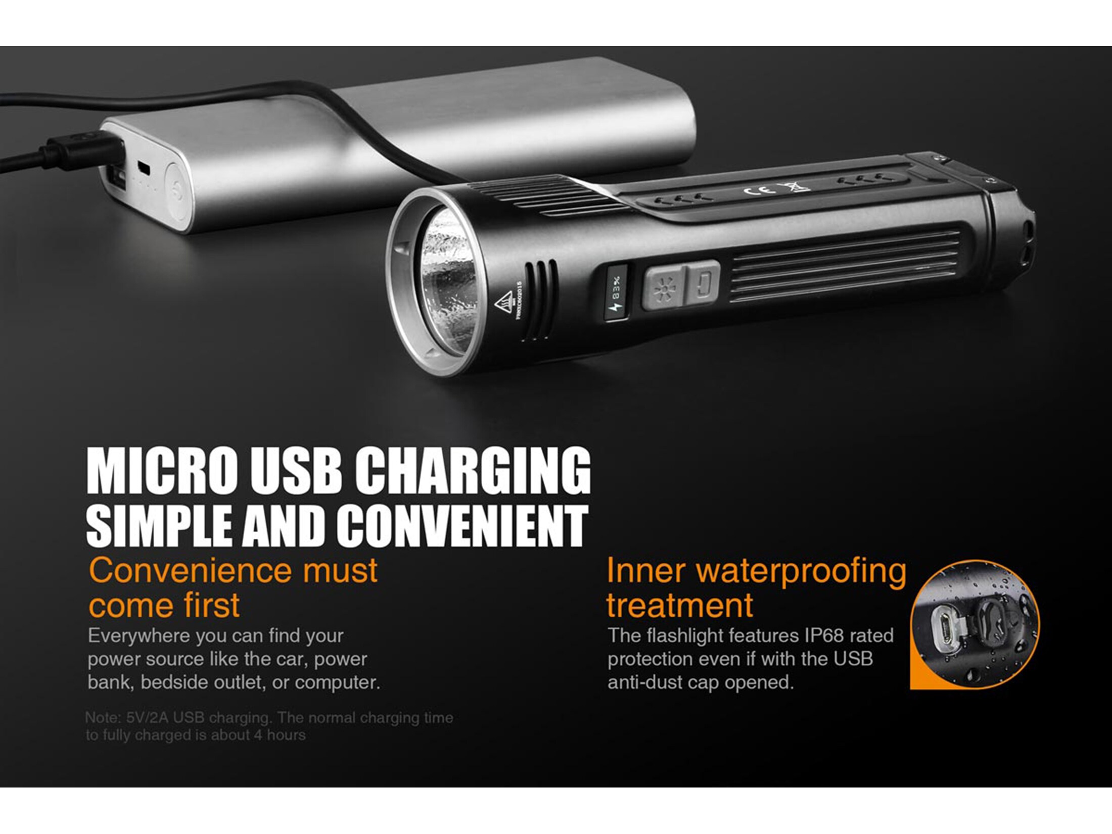 Fenix UC52 3100 Lumen OLED Display Rechargeable High Performance Flashlight 