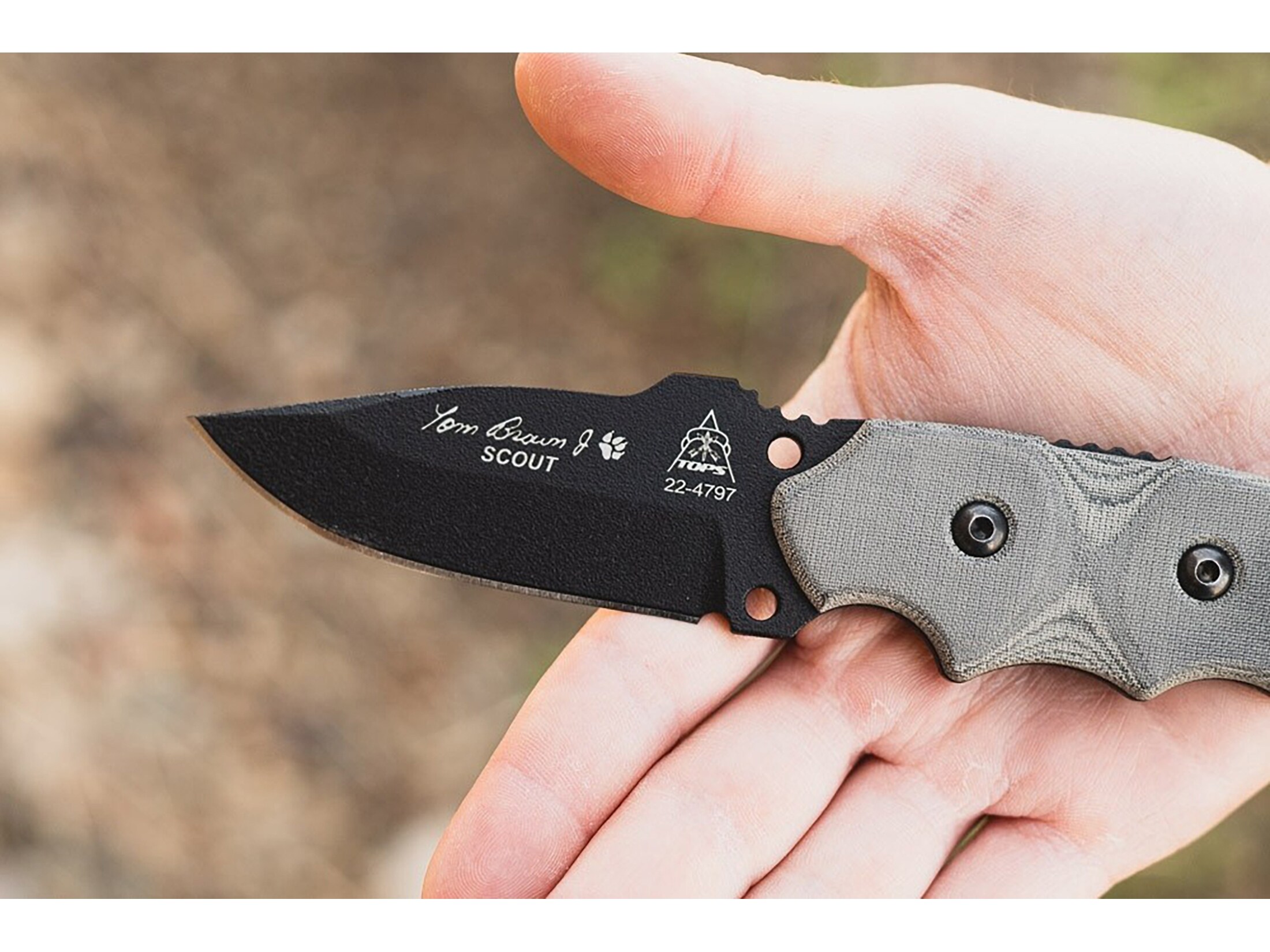 TOPS Knives Tom Brown Tracker Scout Fixed Blade Knife 3.25 Drop Point
