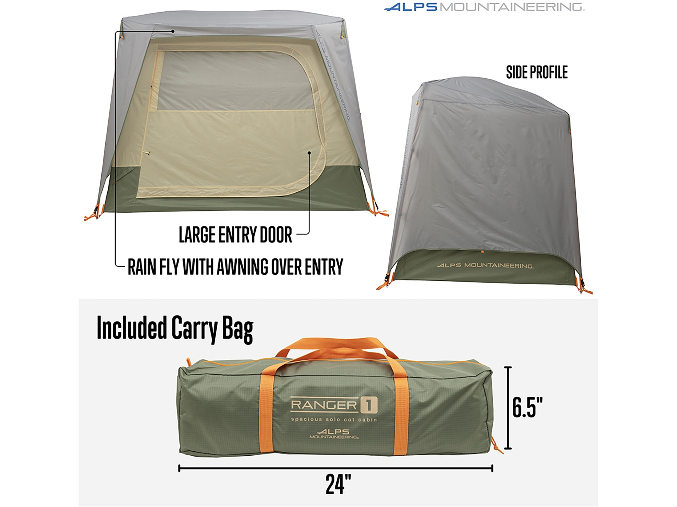 ALPS Mountaineering Ranger Cot Cabin 1 Person Camping Tent