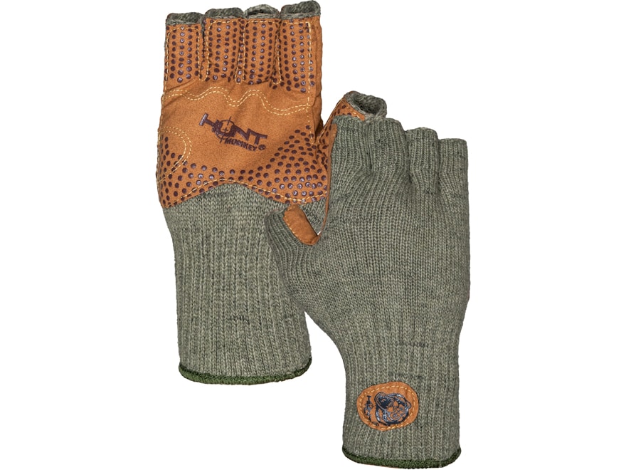 Hunt Monkey Men's Wooly Hunting Fingerless Gloves Moss Small/Medium