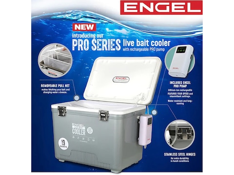 Engel 13 Quart Live Bait Pro Cooler Tan with AP3 Rechargeable Aerator