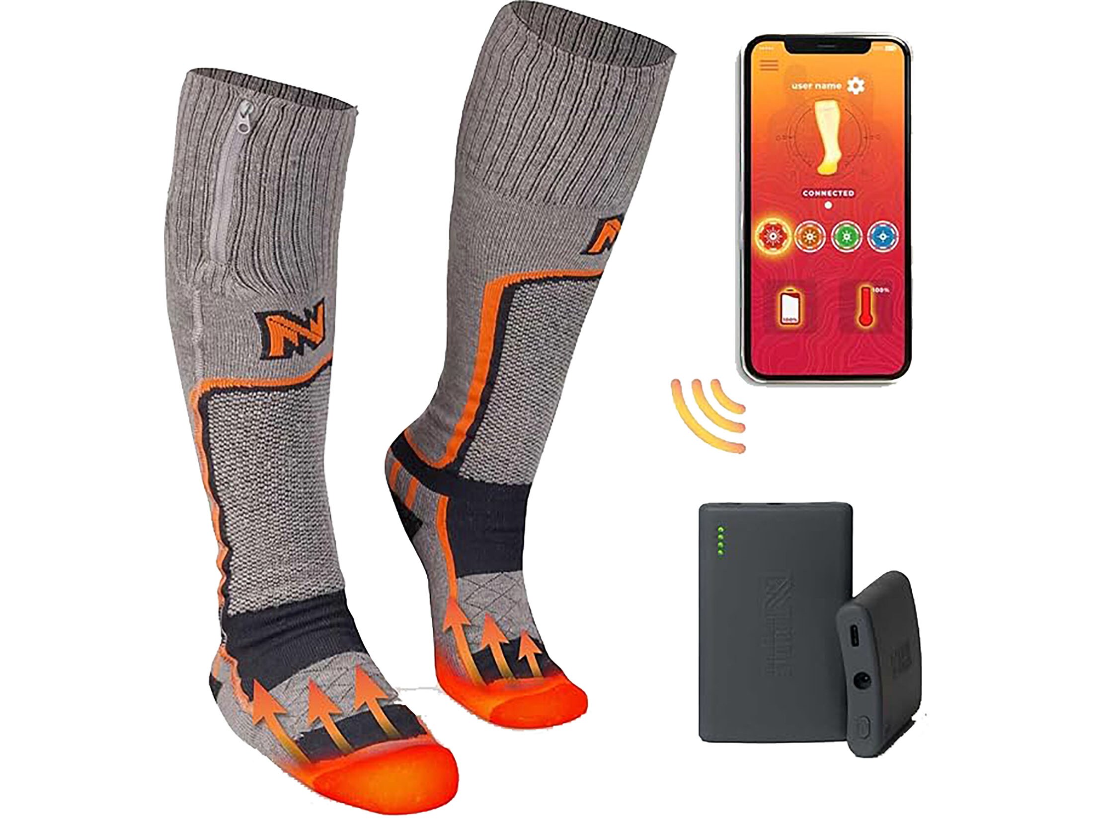 Mobile Warming Men's Pro Merino Heated Socks Dark Gray Large