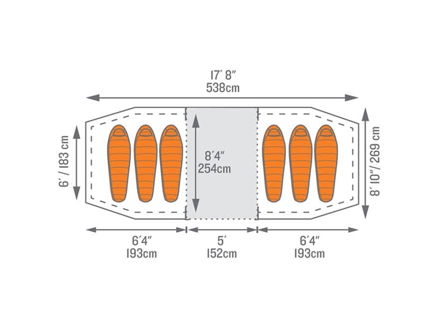 Kelty Mach 6 Man Inflatable Tent 180 x 108 x 76 Polyester White,