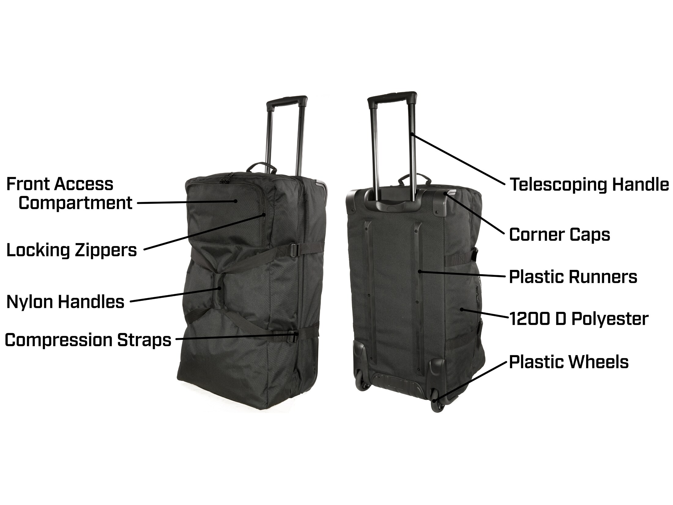 MidwayUSA Heavy Duty Rolling Duffel Large Black