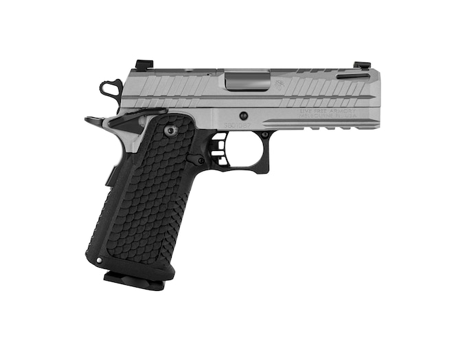 Live Free Armory Apollo 11 Compact 9mm Luger Pistol 4.15″ Barrel 17+1 Round Gray Cerakote Slide Black Grip Gray Cerakote Frame