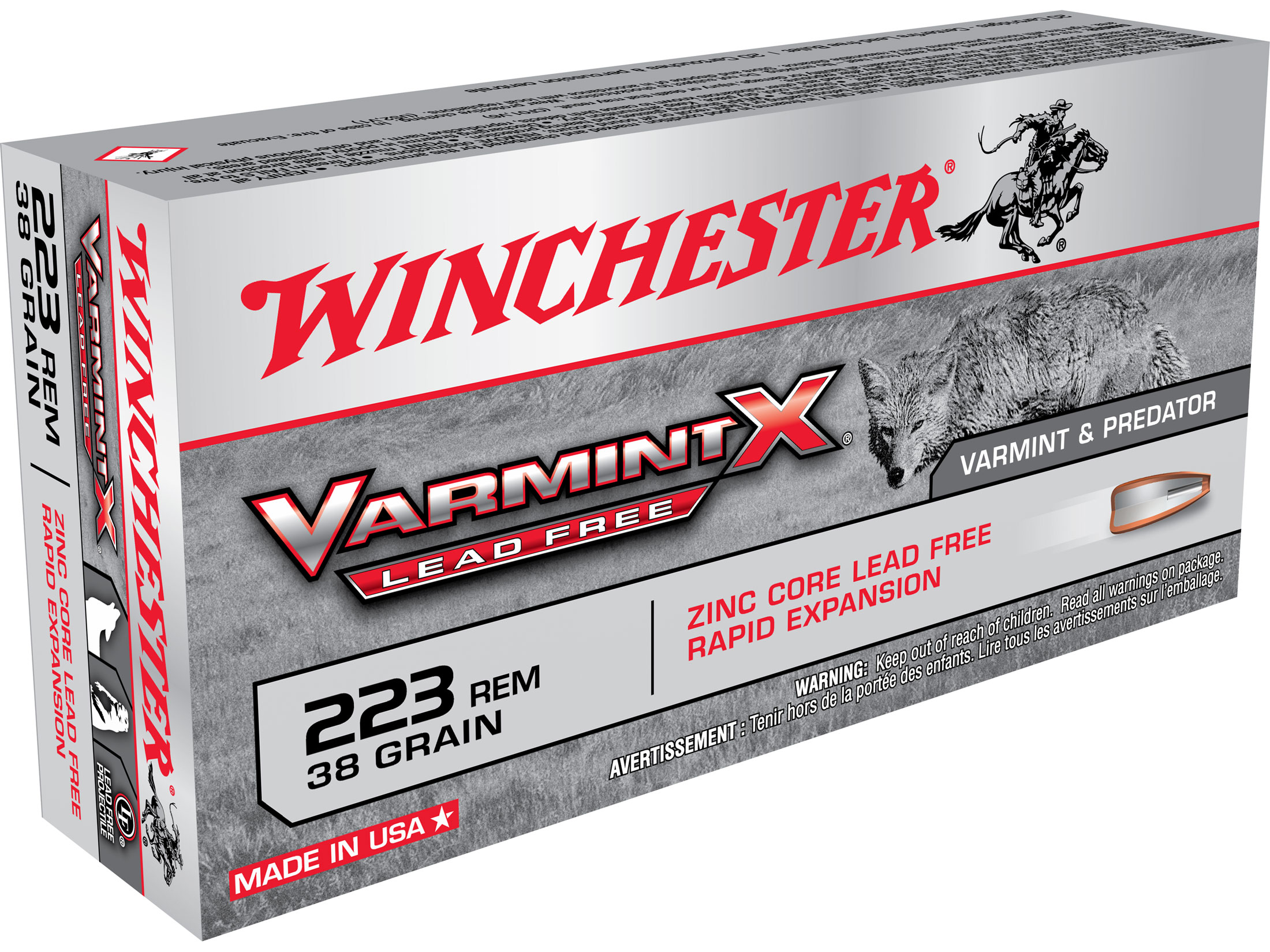 Winchester Vamint X 223 Remington Ammo 38 Grain Solid Hollow Point