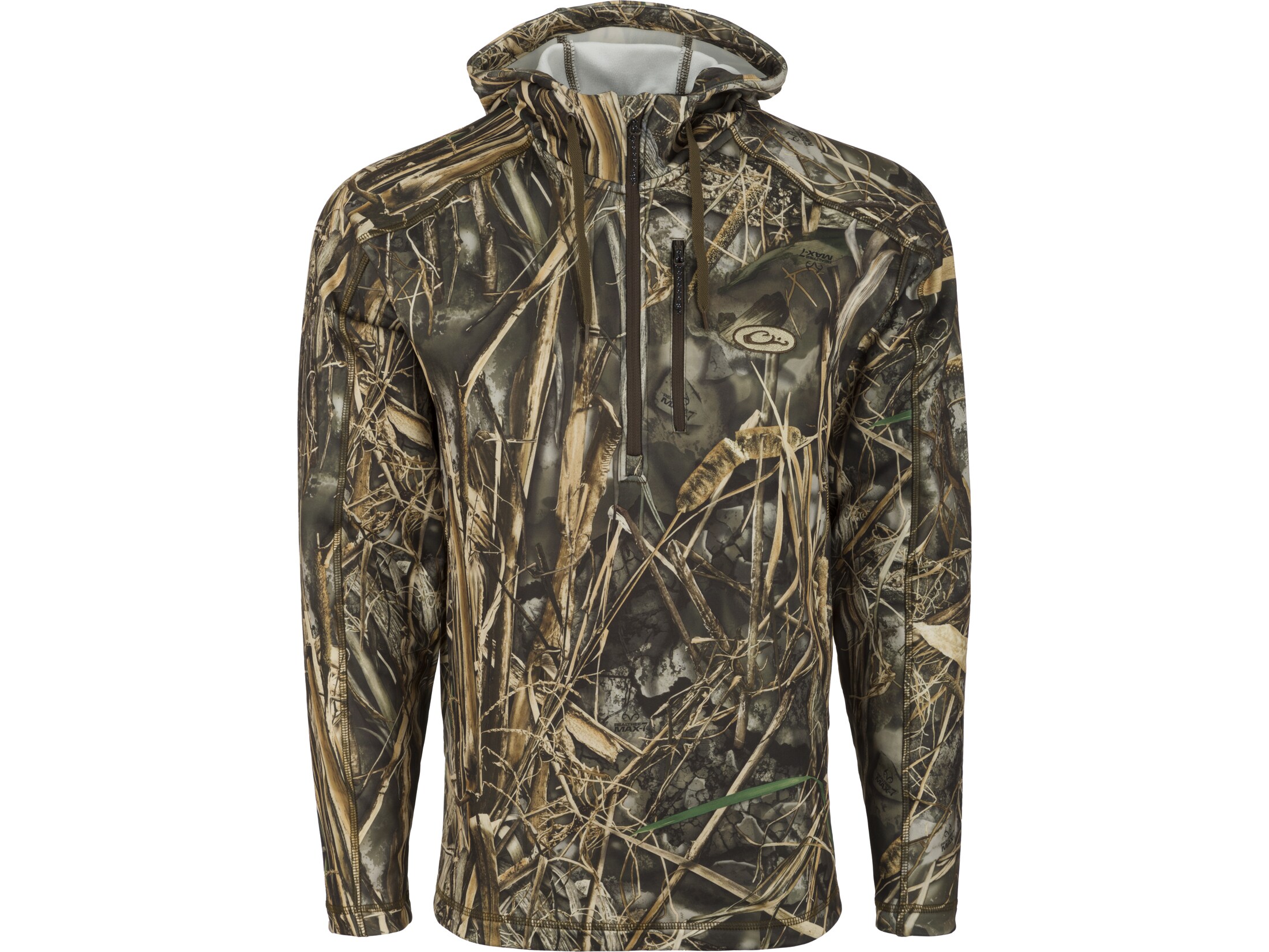 Drake Men's Breathelite 1/4 Zip Camo Hoodie Realtree Max-7 Large