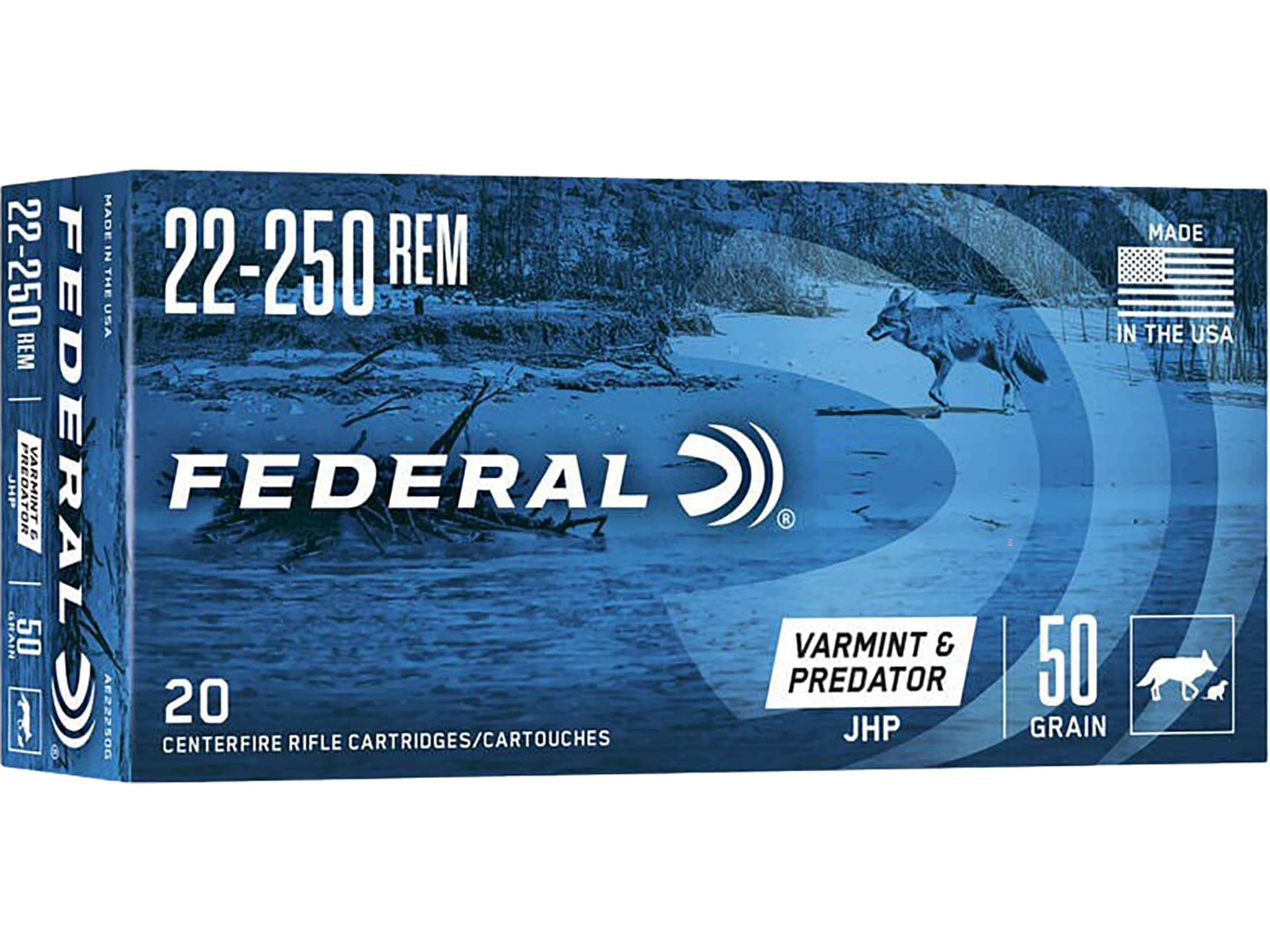 Federal Varmint Predator 22-250 Remington Ammo 50 Grain Jacketed