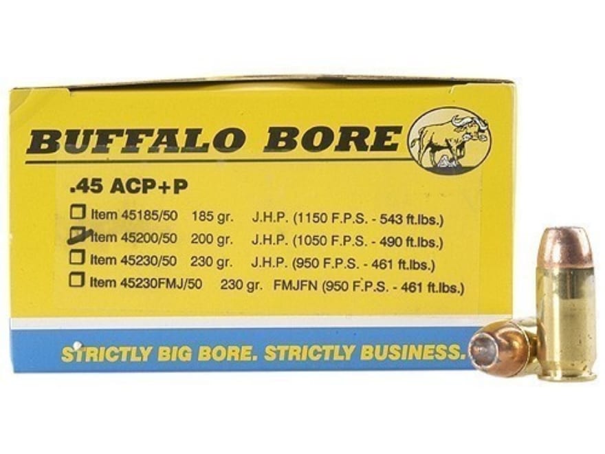 Buffalo Bore Ammo 45 ACP +P 200 Grain Jacketed Hollow Point Box Of 20