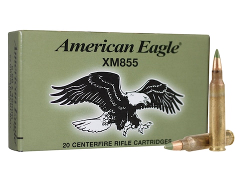 Federal American Eagle Ammunition 5.56x45mm NATO 62 Grain XM855 SS109 Penetrator Full M...