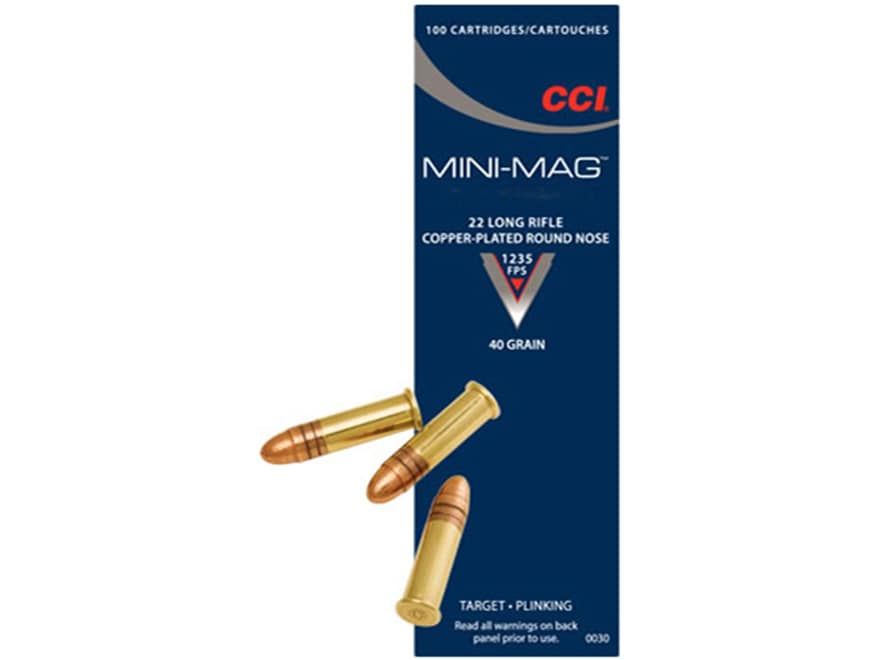 CCI Mini-Mag Ammunition 22 Long Rifle 40 Grain Plated Lead Round Nose