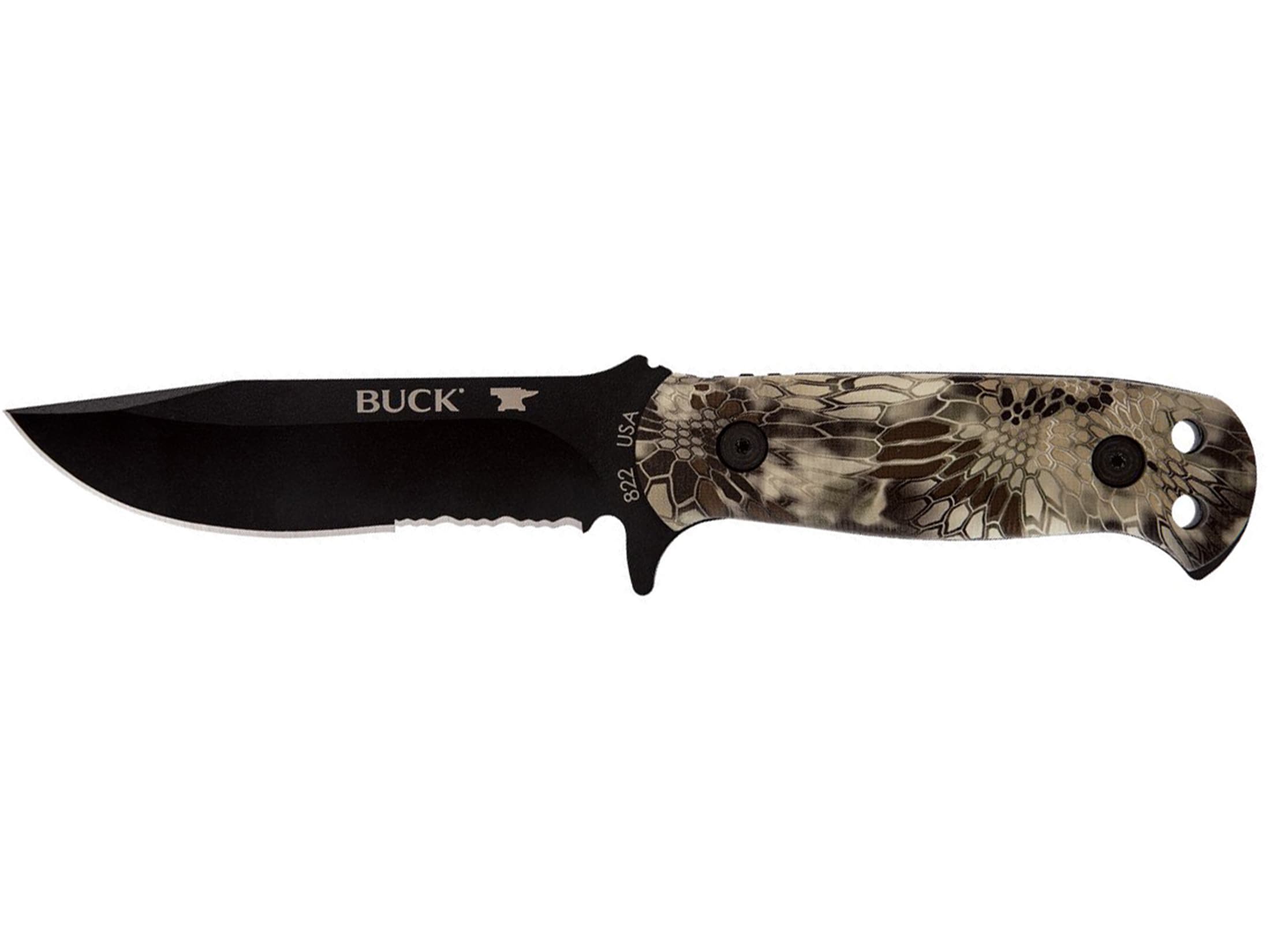 Buck 822 Sentry Fixed Blade Knife 5 Black Serrated Clip Point 420HC SS