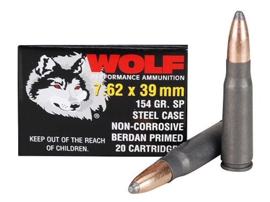 Wolf ammo 7 62x39mm 154 grain jacketed soft point bi metal steel