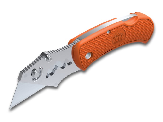 Outdoor Edge B.O.A. Utility Knife Pocket Knife 1″ Razor 420J2 Satin Blade Glass Reinforced Nylon (GRN) Handle Orange,