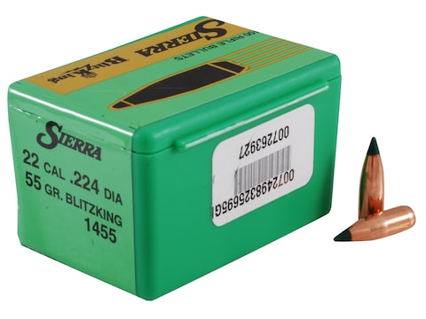 Sierra BlitzKing Bullets 22 Caliber (224 Diameter) 55 Grain Boat Tail