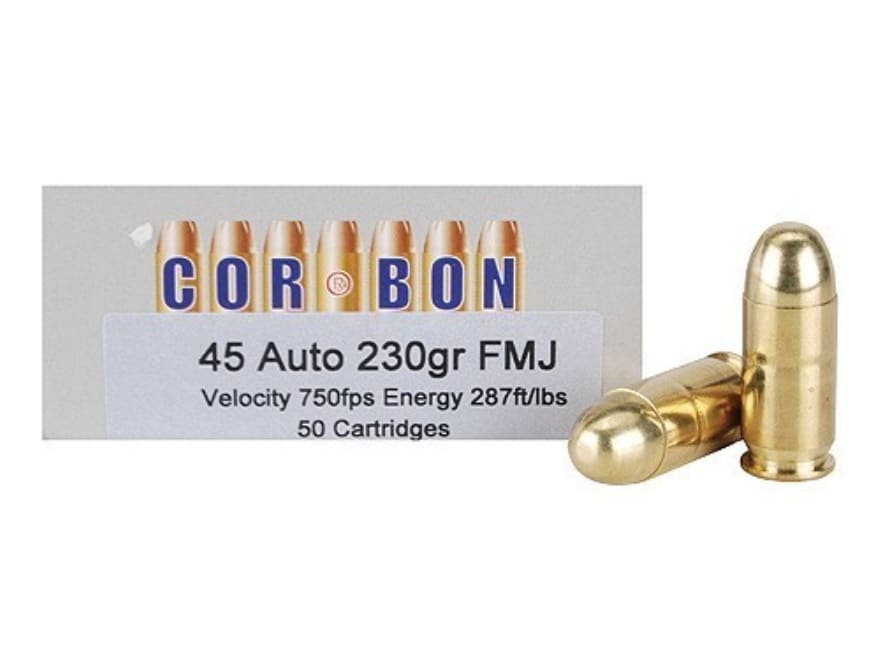 Cor-Bon Performance Match Ammo 45 ACP 230 Grain Full Metal Jacket Box.
