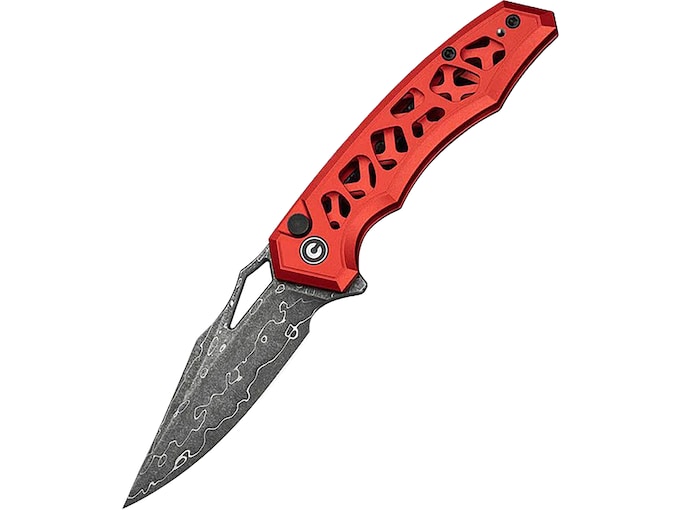CIVIVI Anaaki Pocket Knife 2.98″ Drop Point Damascus Blade Aluminum Handle Red