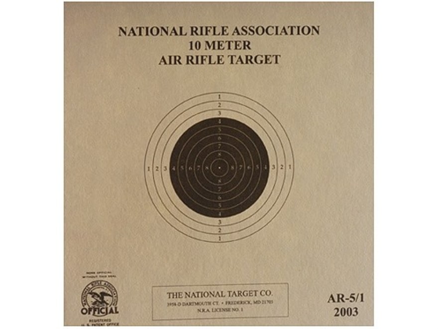 100 NATIONAL TGT 10 Meter Air Rifle Reg NRA Single Blk Bullseye PAPER TARGETS 