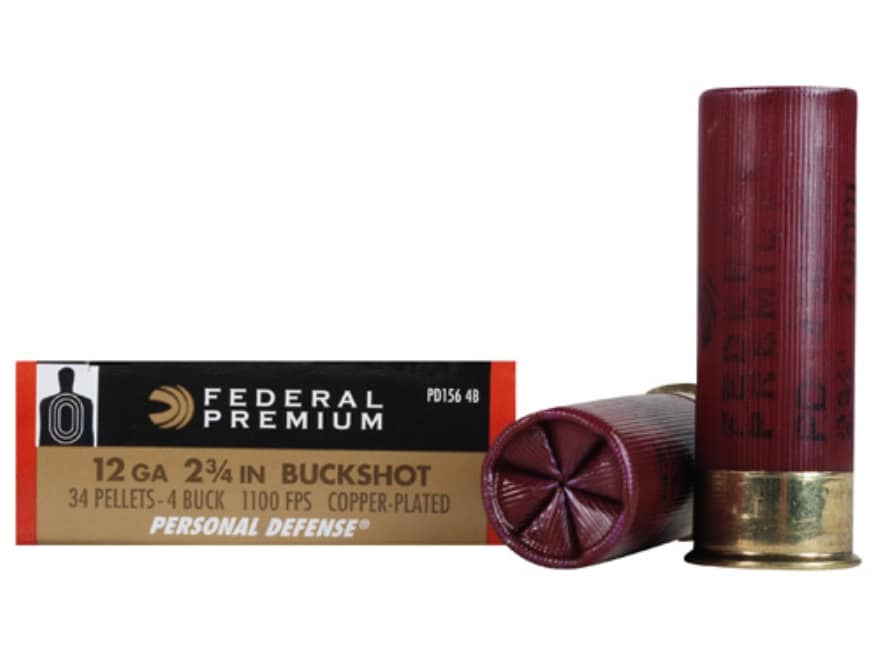 Federal Premium Personal Defense 12 Ga Ammo 2-3/4 #4 Buckshot 34