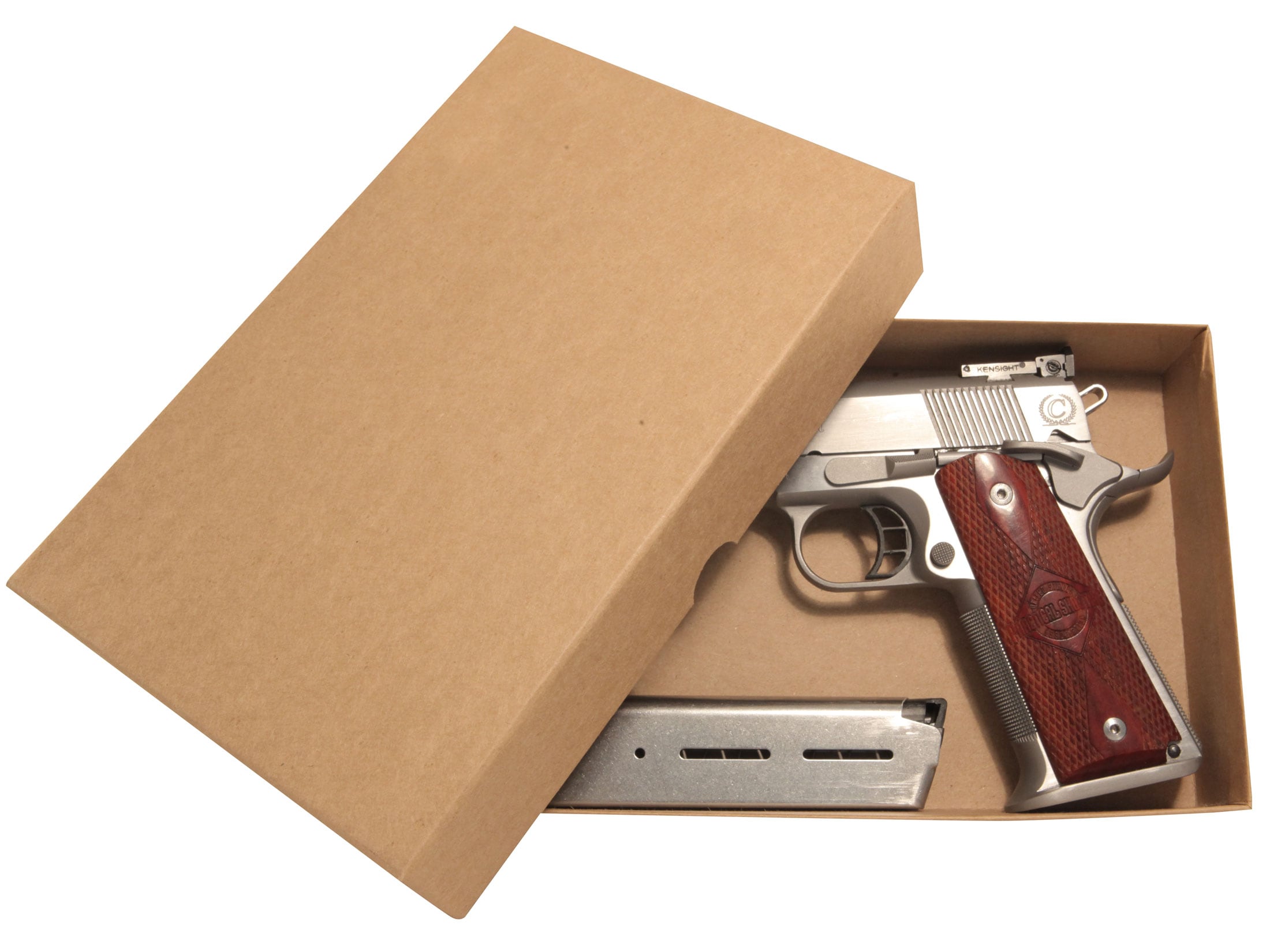 Cylinder & Slide Storage Box Hard Pistol Case 9 Tan