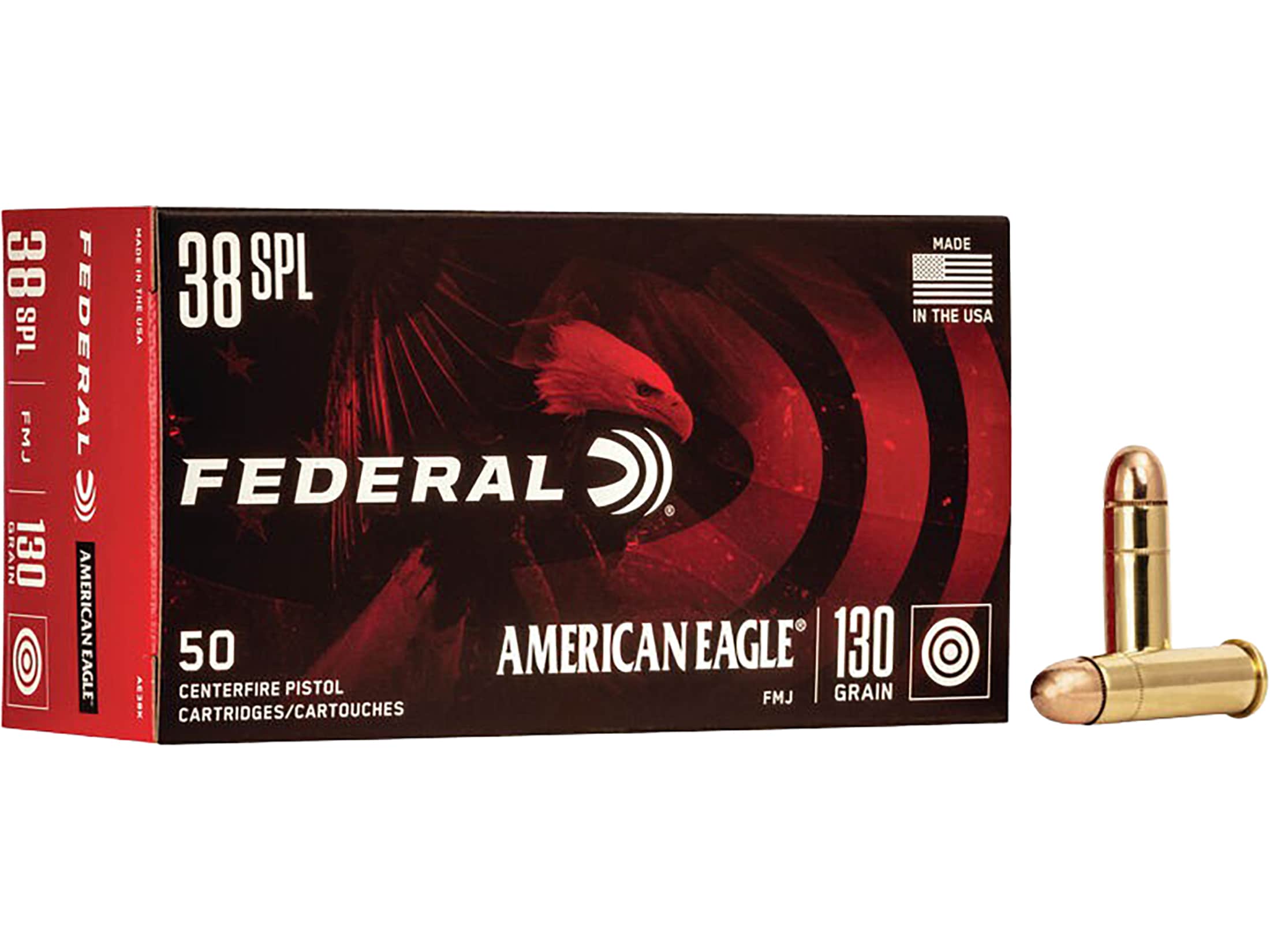 Federal American Eagle Ammunition 38 Special 130 Grain Full Metal Jacket Box of 50