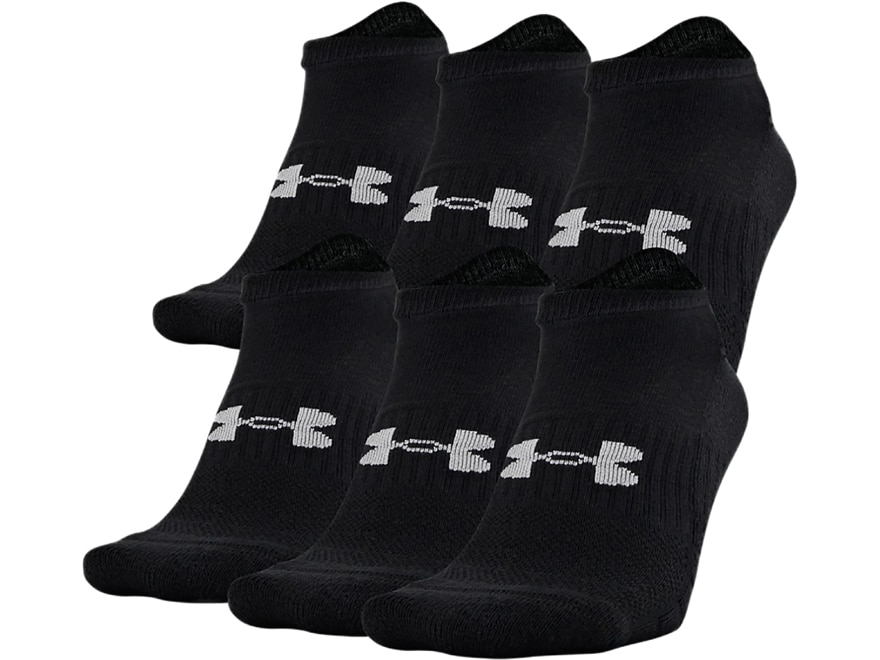 Under Armour Men's UA Training No Show Socks Cotton Black Large 6 Pair