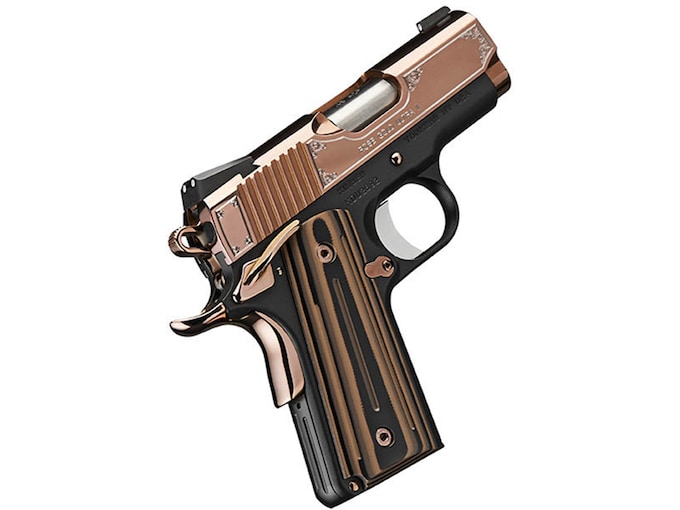 Kimber Rose Gold Ultra II 45 ACP Pistol 3″ Barrel 7+1 Round PVD Slide Gold/Black Grip Matte Black Frame