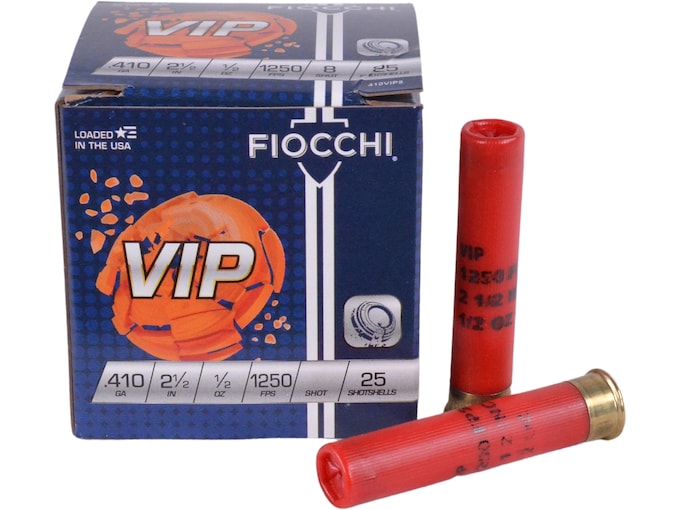 Fiocchi VIP Target 410 Ammo 2-1/2″ #7-1/2 Lead Shot 1/2 oz Case of 250 (10 Boxes of 25)
