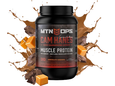 MTN OPS Cam Hanes Keep Hammering Whey Protein Chocolate Carmel 30 Servings