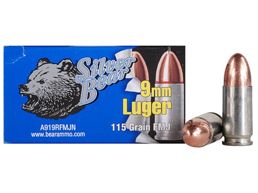 Silver Bear Ammo 9mm Luger 115 Grain Full Metal Jacket (BiMetal) Case
