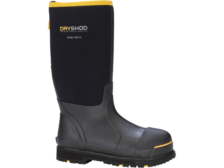 Dryshod Steel-Toe Hi Work Boots Rubber/Densoprene Black/Yellow Men's