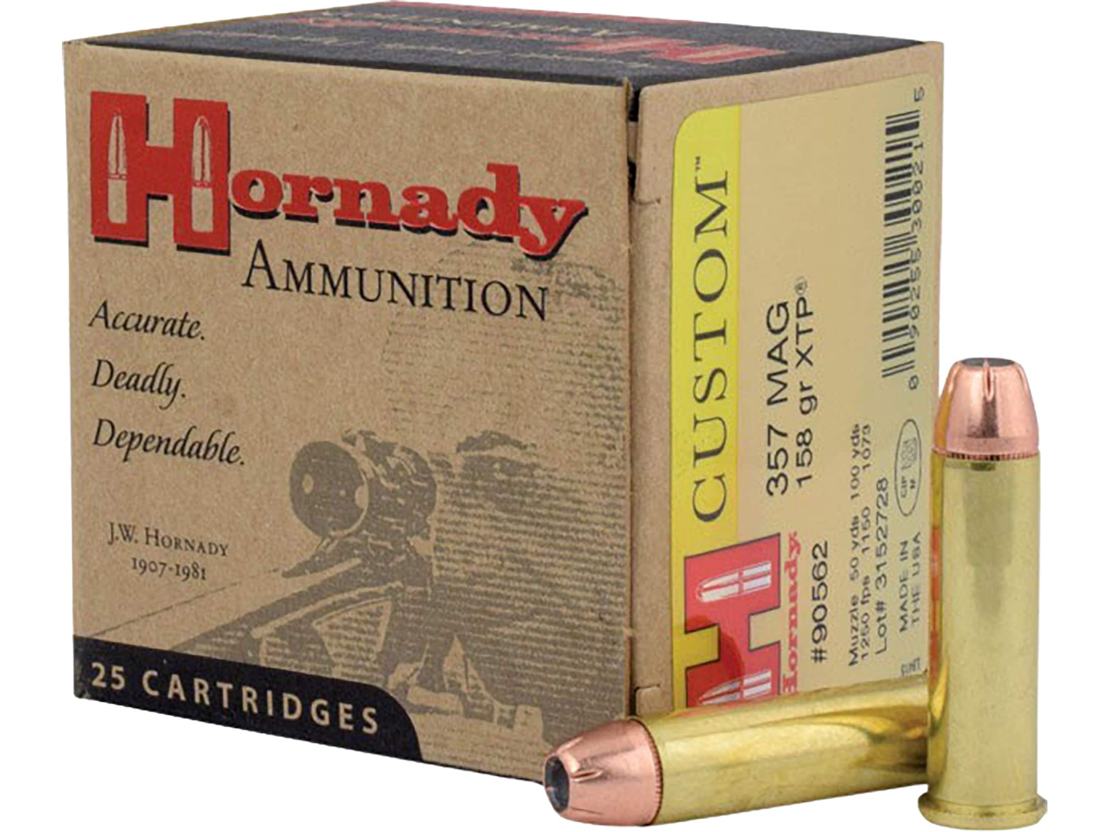 Hornady Custom 357 Mag Ammo 158 Grain Hornady XTP Jacketed Hollow