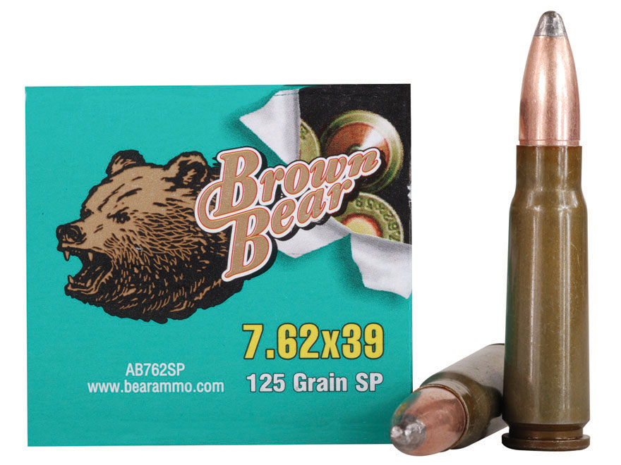 Brown bear ammo 7 62x39mm 125 grain bi metal soft point case of 500